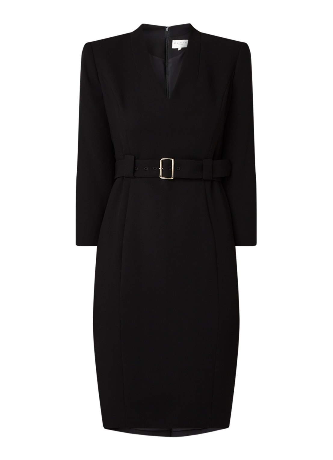 Damsel in a Dress Lydia mini jurk met ceintuur en driekwartmouw - voorkant 2 zwart