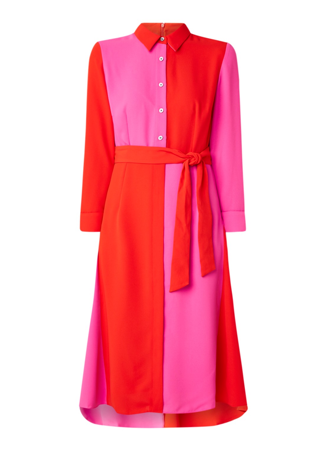 Damsel in a Dress Mila blousejurk met colourblocking en strikceintuur - voorkant 2 donkeroranje