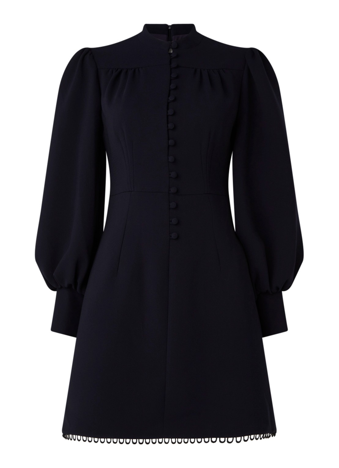 Damsel in a Dress Zeli mini jurk met pofmouw en knoopdetail - voorkant 3 blauw