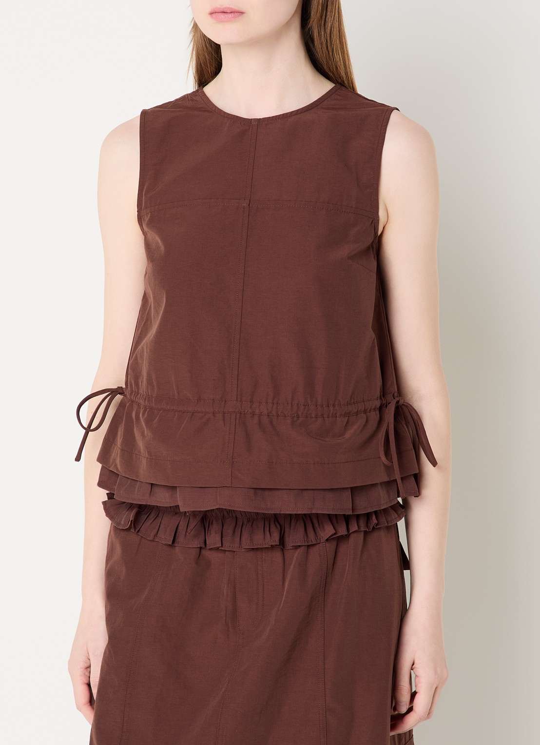 Damson Madder Ailani top met gestrikt detail - achterkant donkerbruin