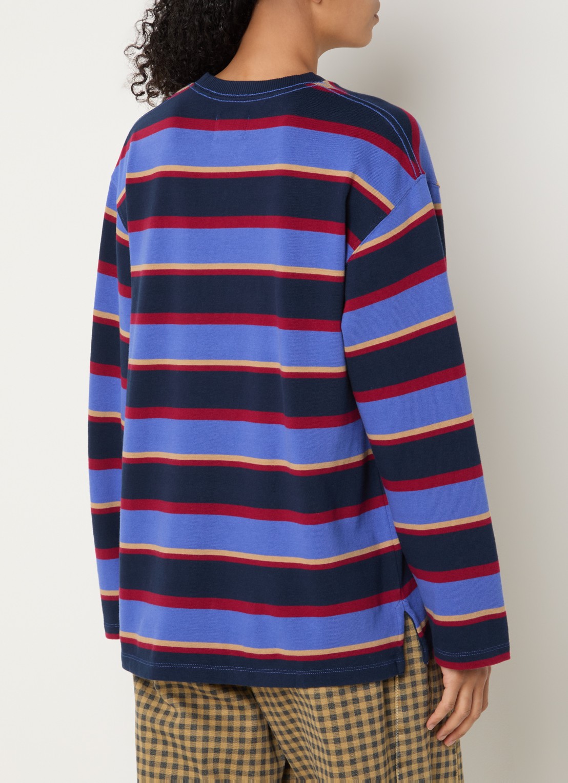 Damson Madder Ali longsleeve met streepprint - achterkant 2 donkerblauw