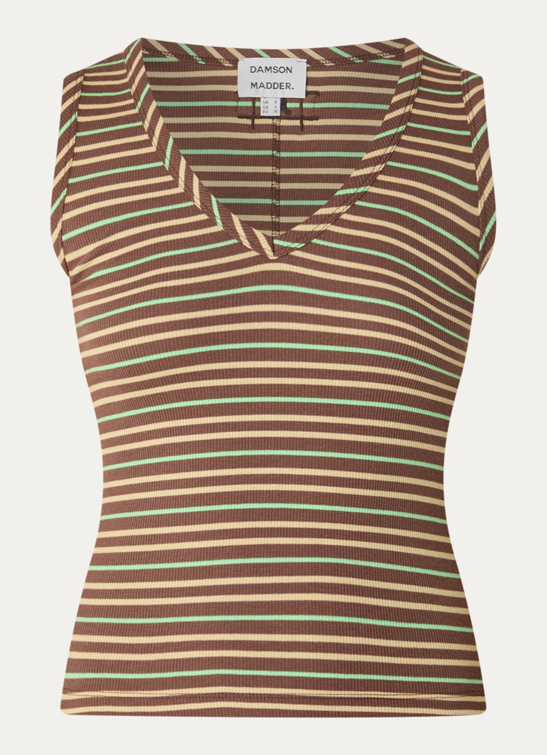Damson Madder Arlea tanktop met V-hals en streepprint - voorkant 3 bruin
