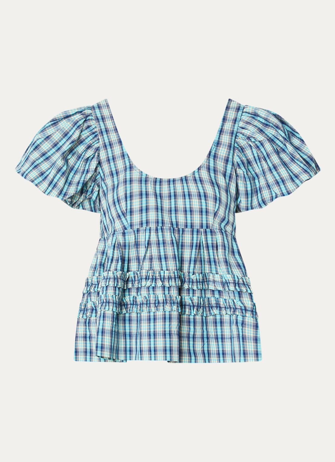 Damson Madder Blouse met pofmouw - voorkant 4 blauw