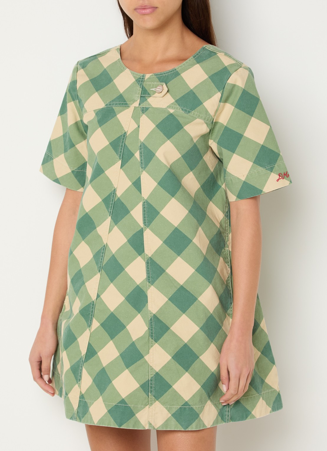 Damson Madder Bridget mini jurk met ruitdessin - detail multicolor