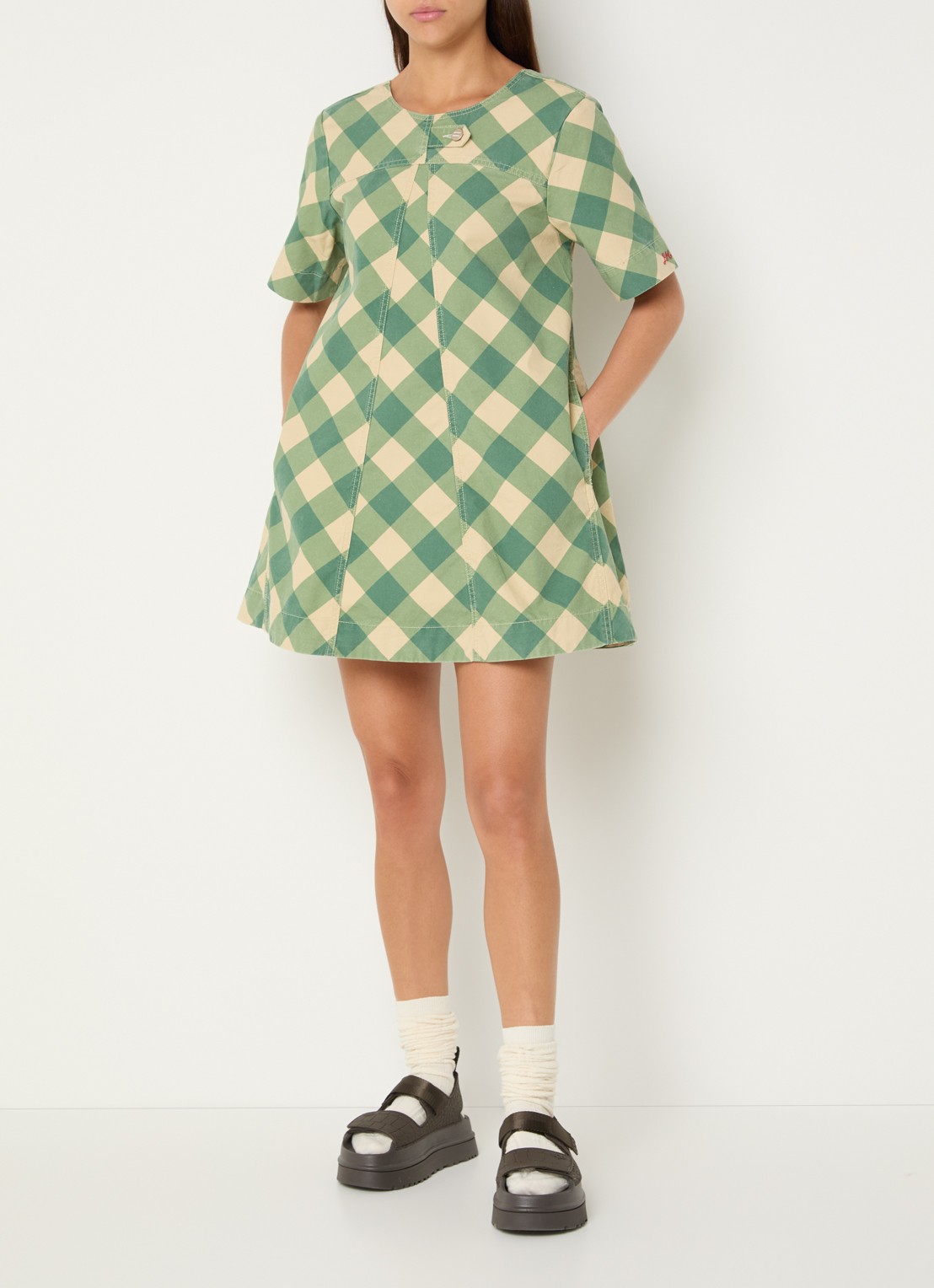 Damson Madder Bridget mini jurk met ruitdessin - voorkant 4 multicolor