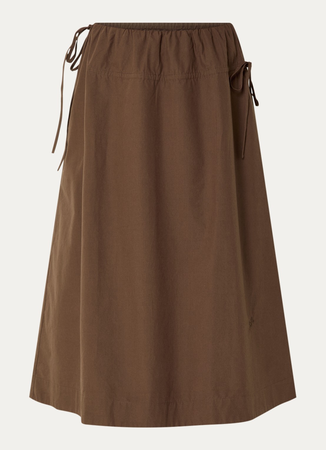 Damson Madder Caspia midi rok met steekzakken - voorkant 2 chocoladebruin