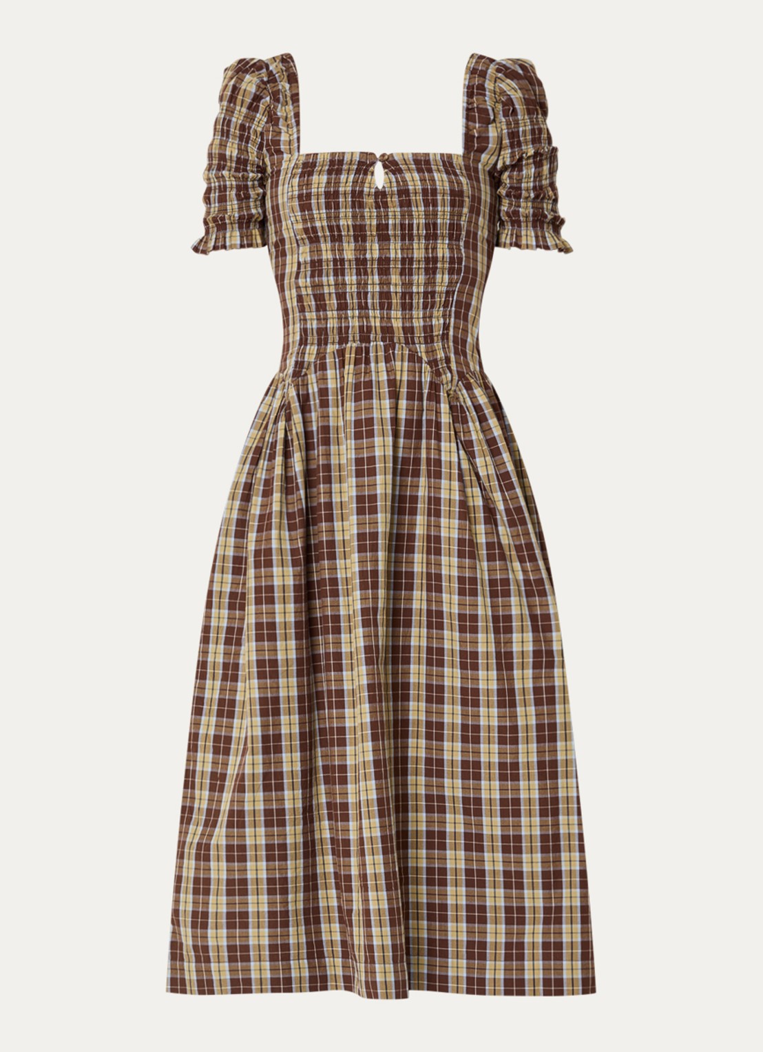Damson Madder Emmy midi jurk met ruitdessin - voorkant 3 bruin