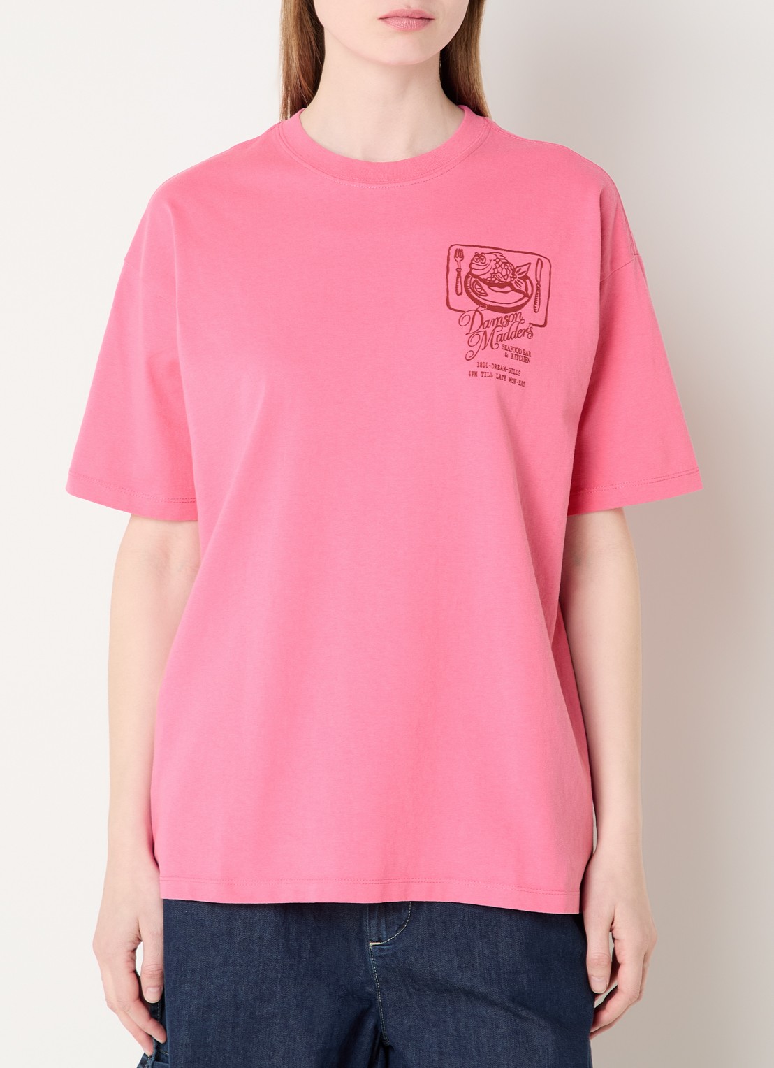 Damson Madder Gill Of Dreams T-shirt met front- en backprint - achterkant roze