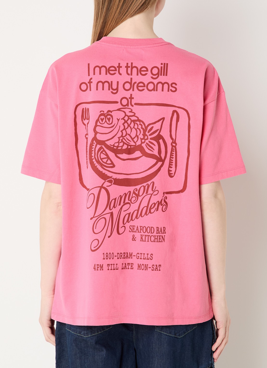 Damson Madder Gill Of Dreams T-shirt met front- en backprint - detail 4 roze