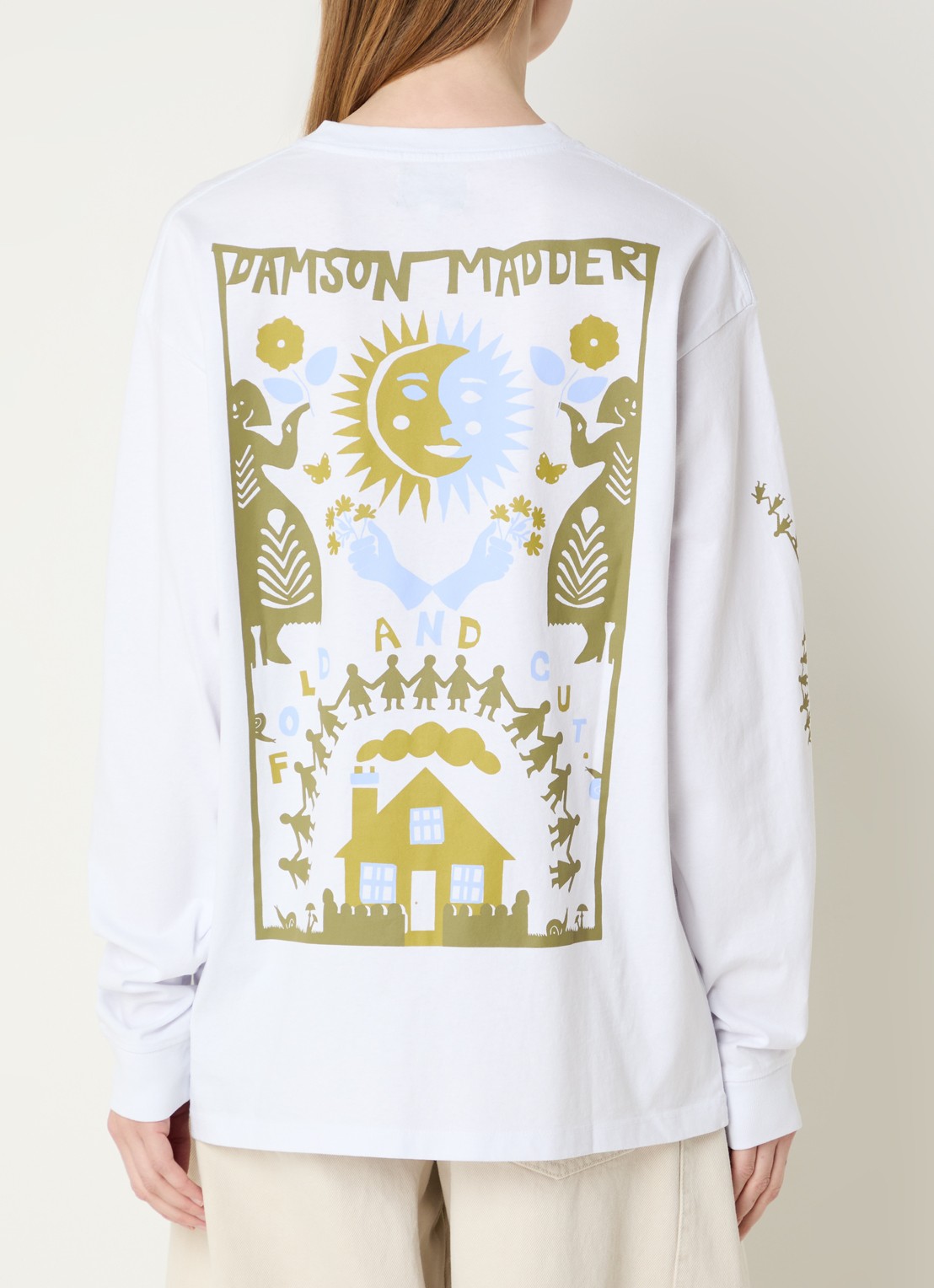 Damson Madder Green juice longsleeve met print - detail 4 wit