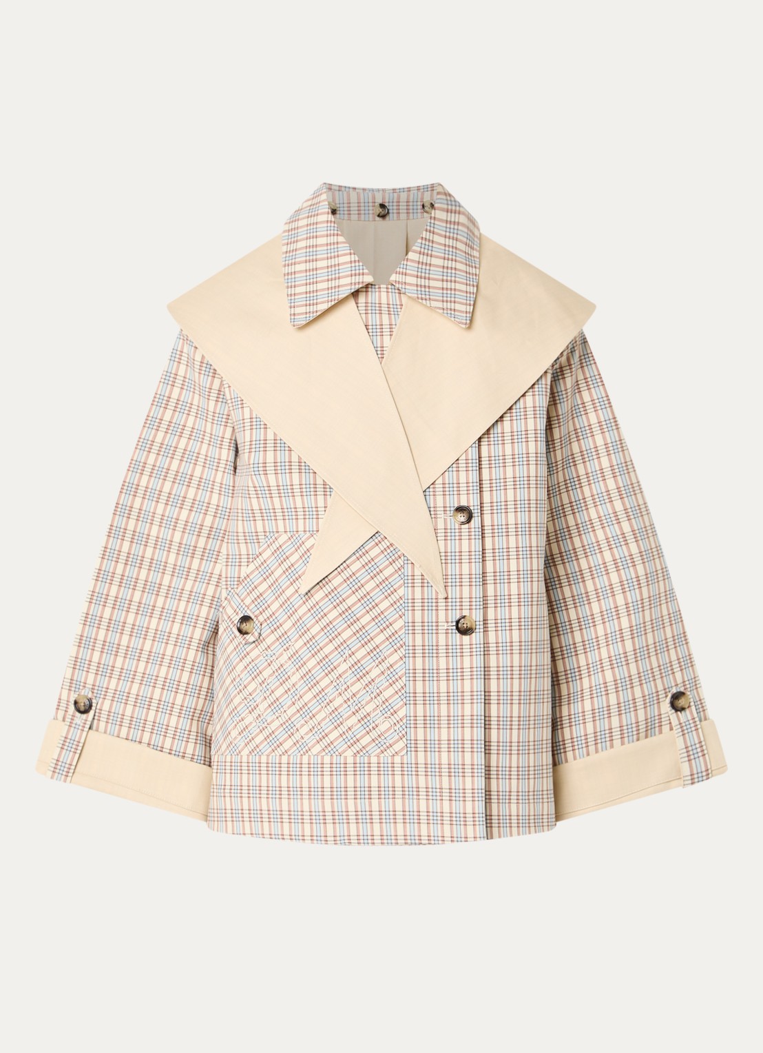 Damson Madder Jerry cropped trenchcoat met steekzakken - voorkant 3 beige
