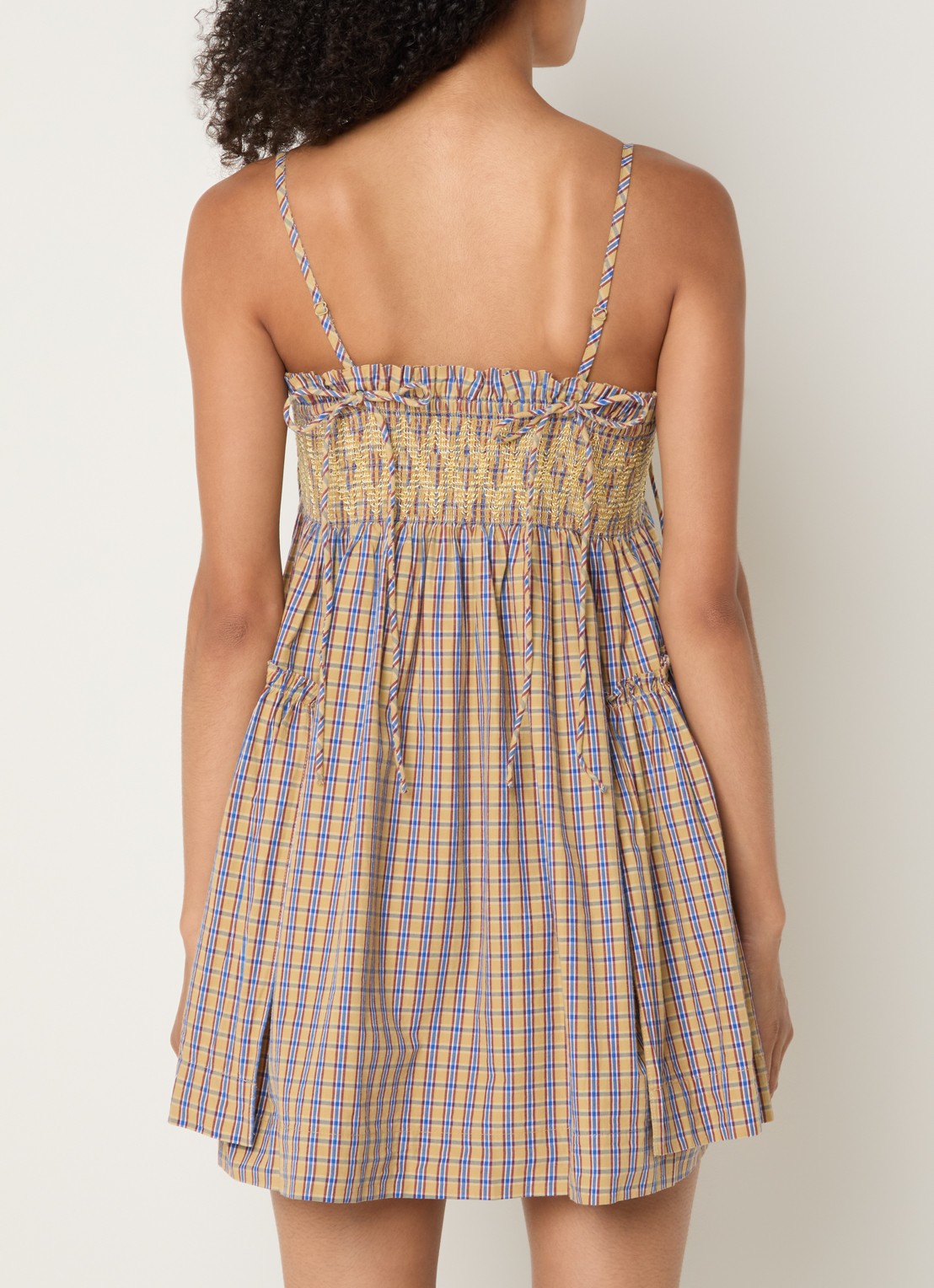 Damson Madder Lilo mini jurk met ruitdessin - achterkant geel