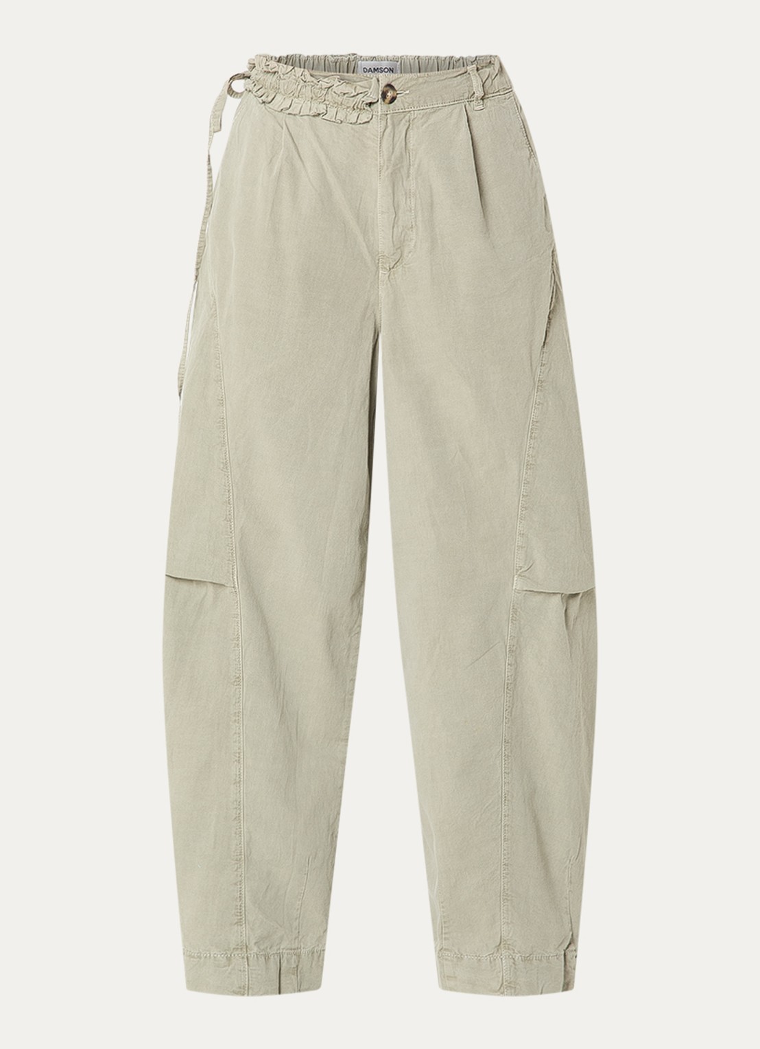 Damson Madder Liv mid waist straight fit broek met steekzakken - voorkant groen