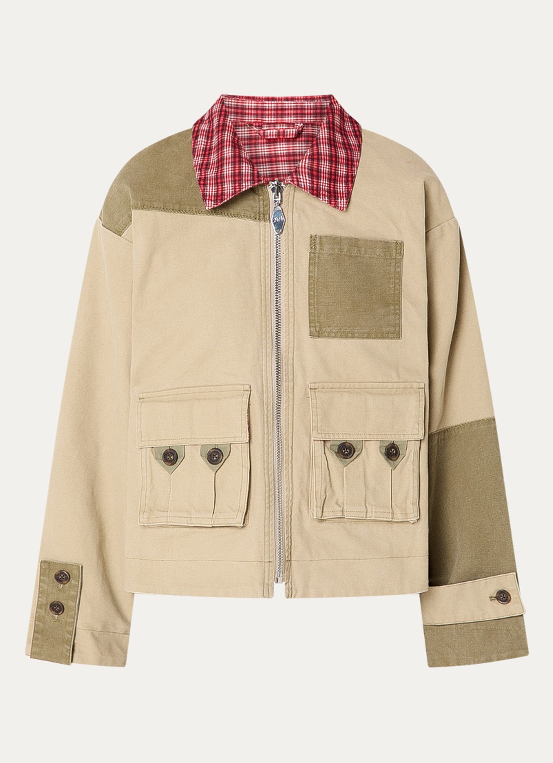 Damson Madder Marcelle reversible jack met klepzakken - voorkant beige