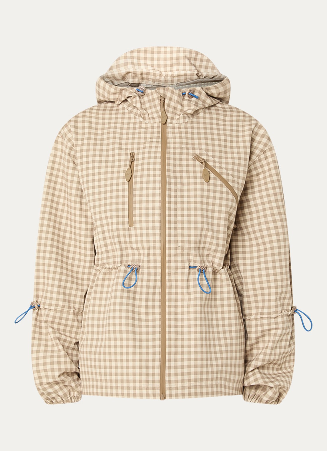 Damson Madder Matilda regenjas met ruitdessin - voorkant 2 beige