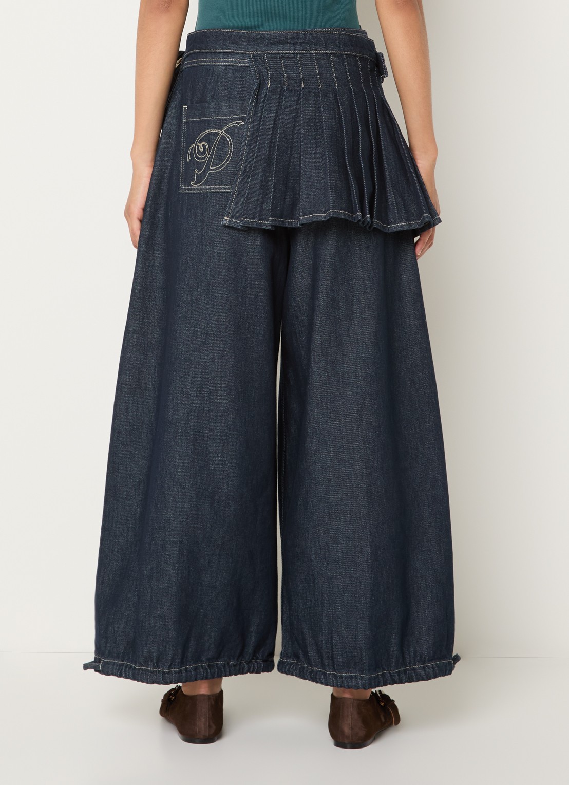 Damson Madder Mavi high waist wide fit jeans met donkere wassing - achterkant 3 indigo
