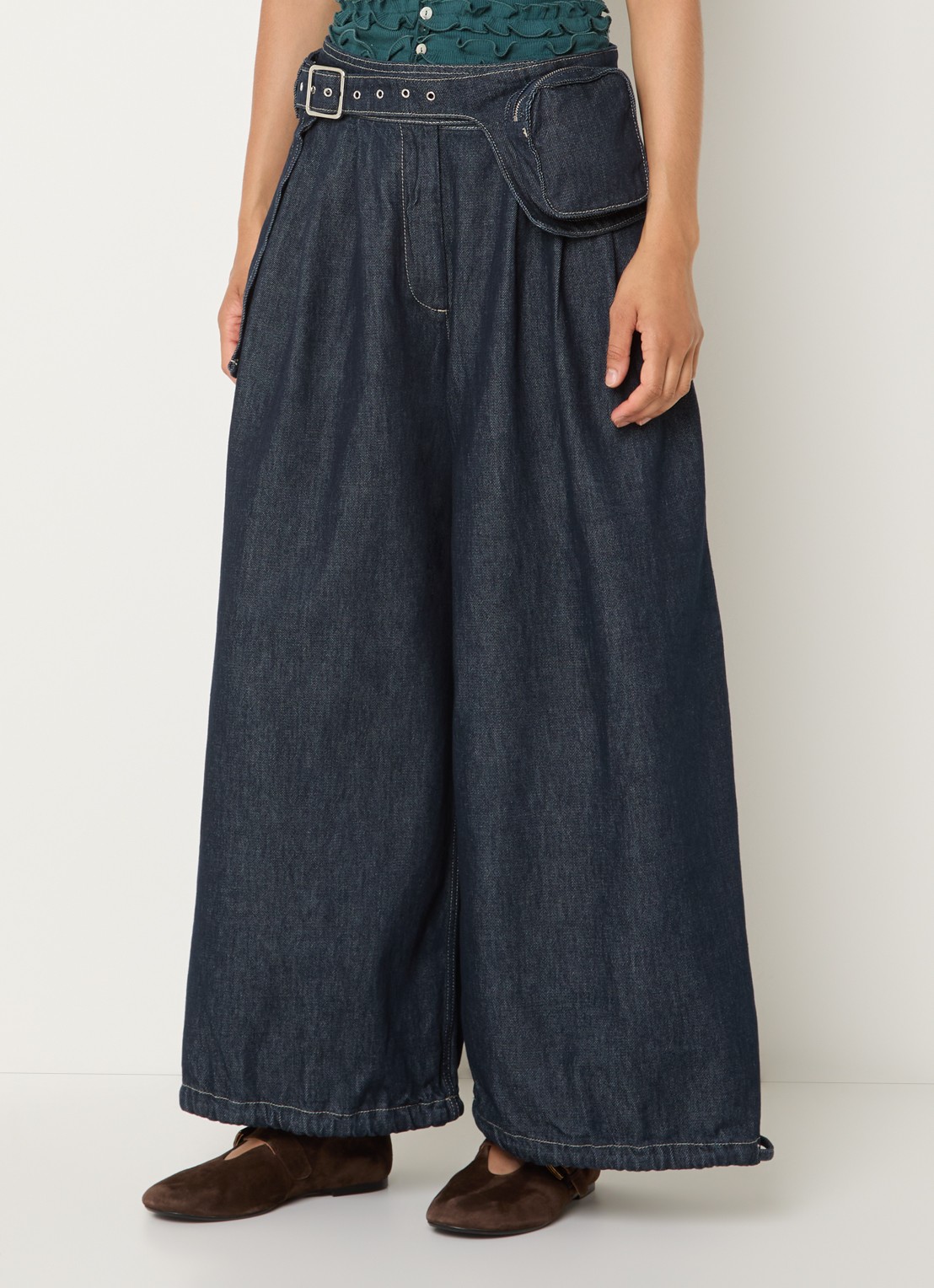 Damson Madder Mavi high waist wide fit jeans met donkere wassing - detail 4 indigo