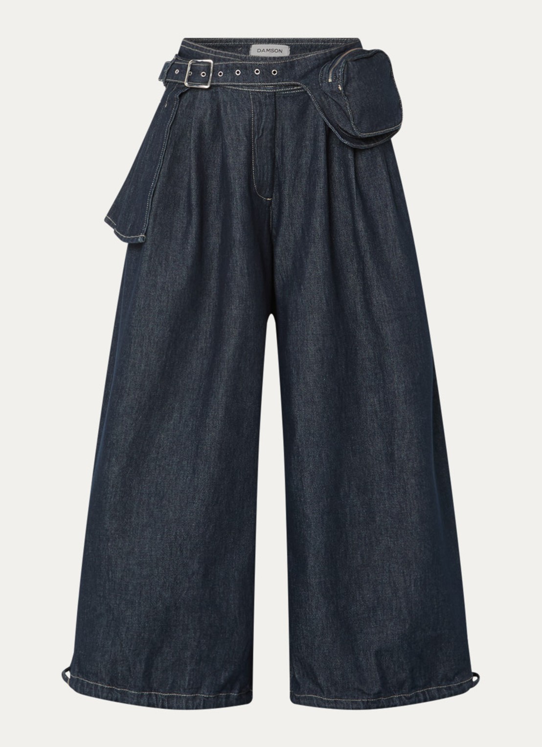 Damson Madder Mavi high waist wide fit jeans met donkere wassing - voorkant indigo