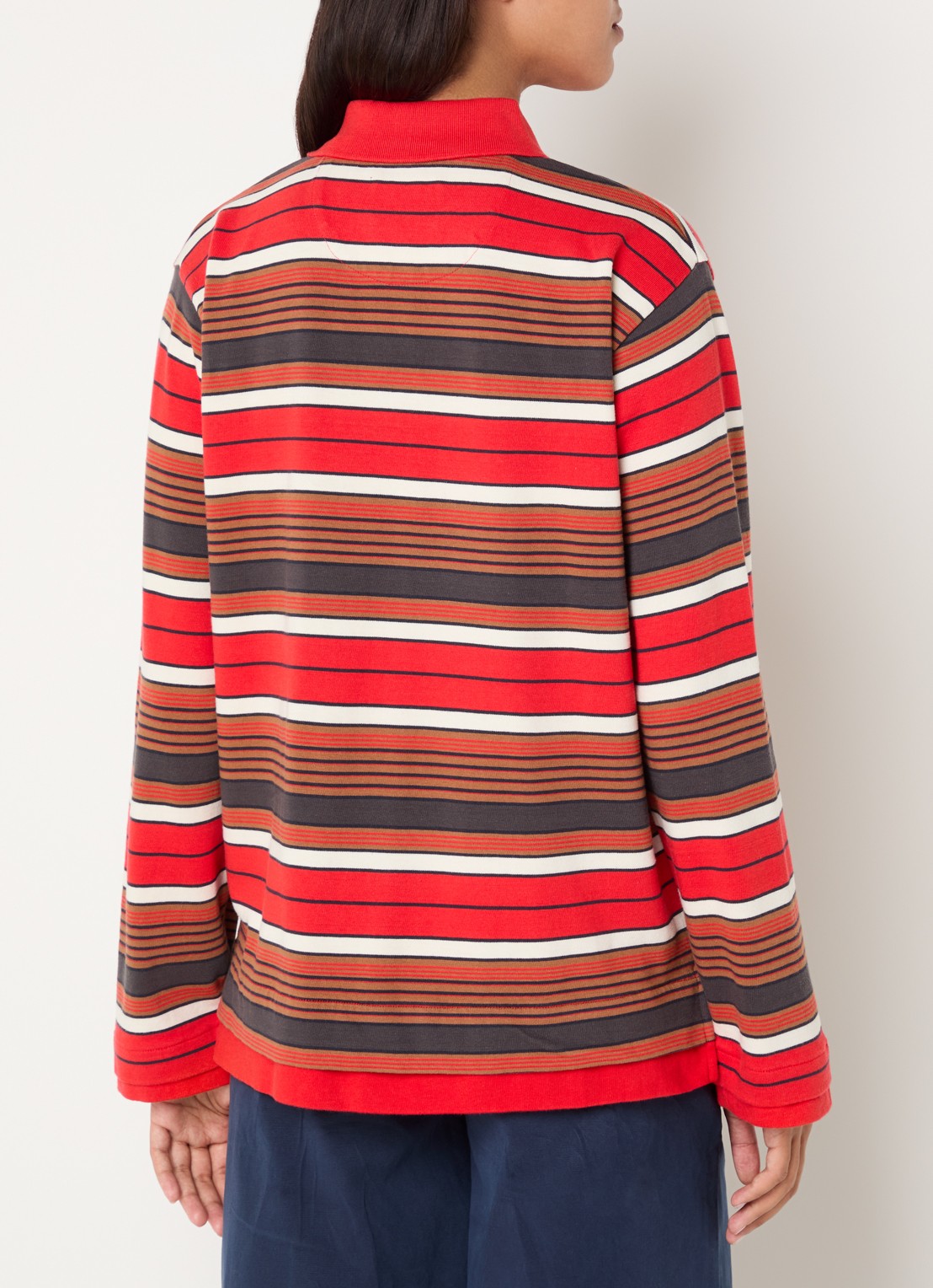 Damson Madder Noah regular fit polo met streepprint - achterkant 2 rood