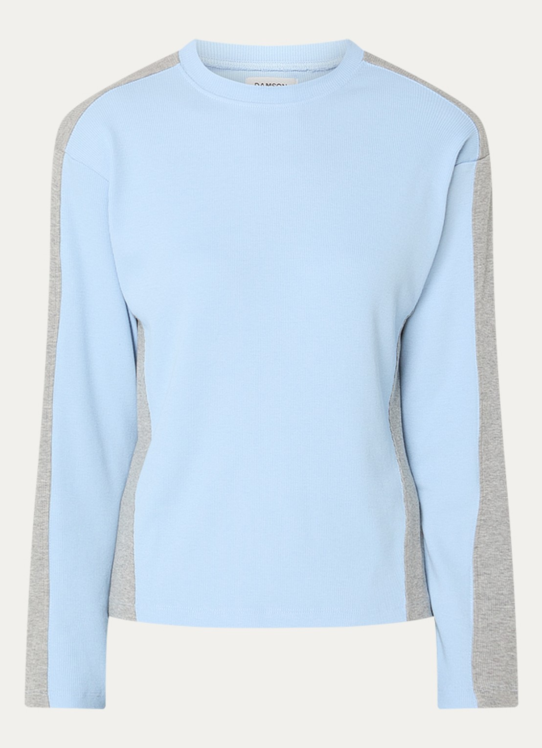Damson Madder Romey longsleeve met ribstructuur - voorkant blauw