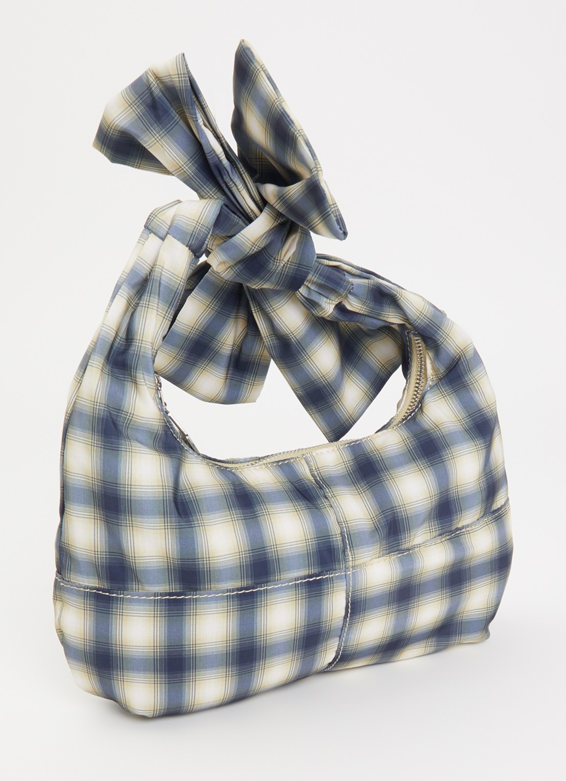 Damson Madder Roo check tie schoudertas met ruitdessin  - achterkant groen