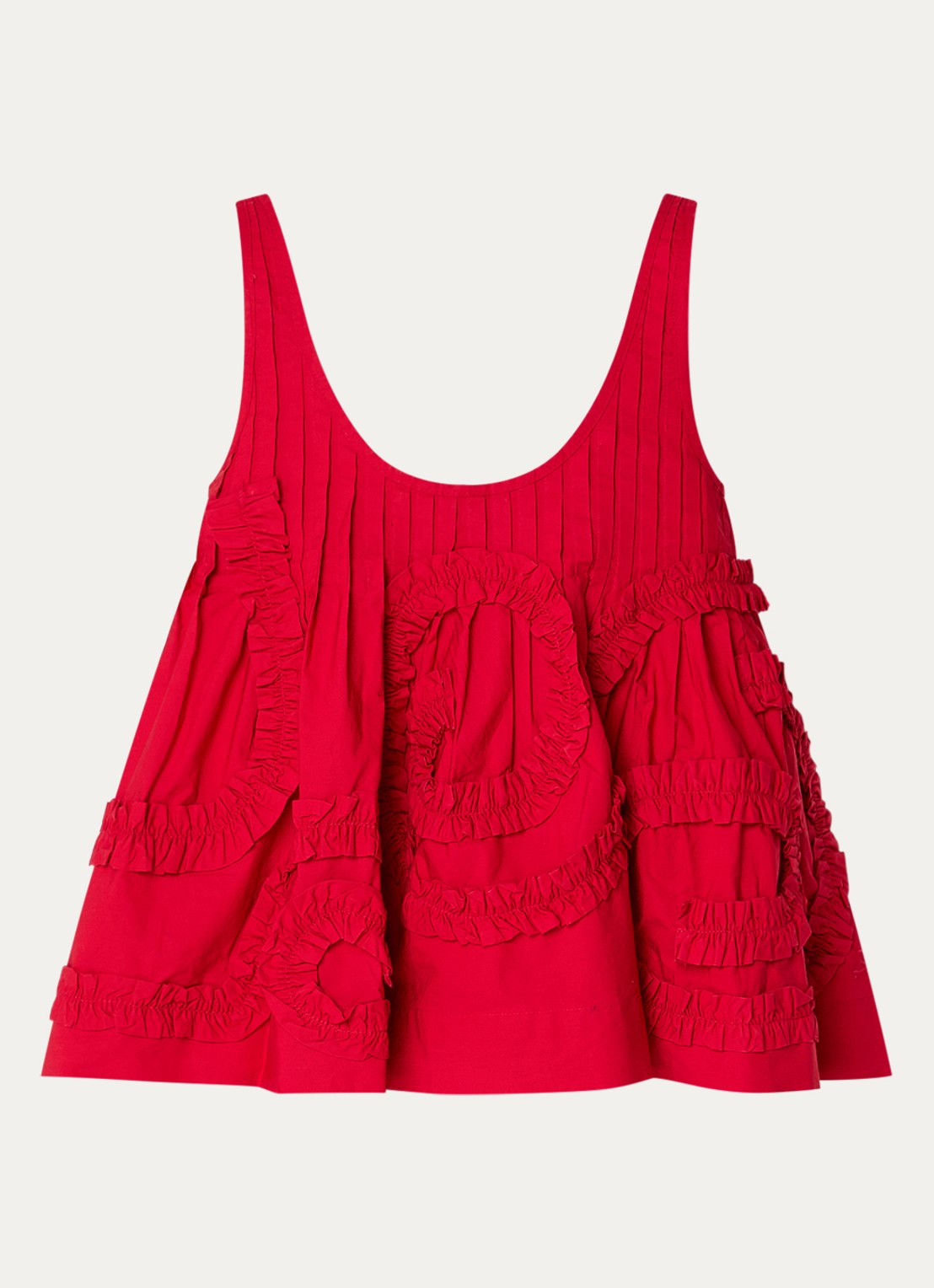 Damson Madder Stella mouwloze top met ruches - voorkant kersenrood