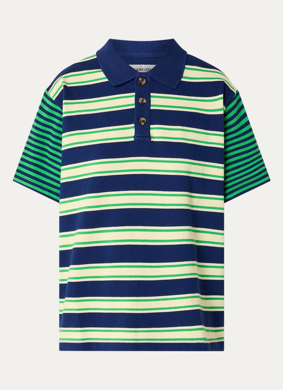 Damson Madder Zia Polo met streepprint - voorkant donkerblauw