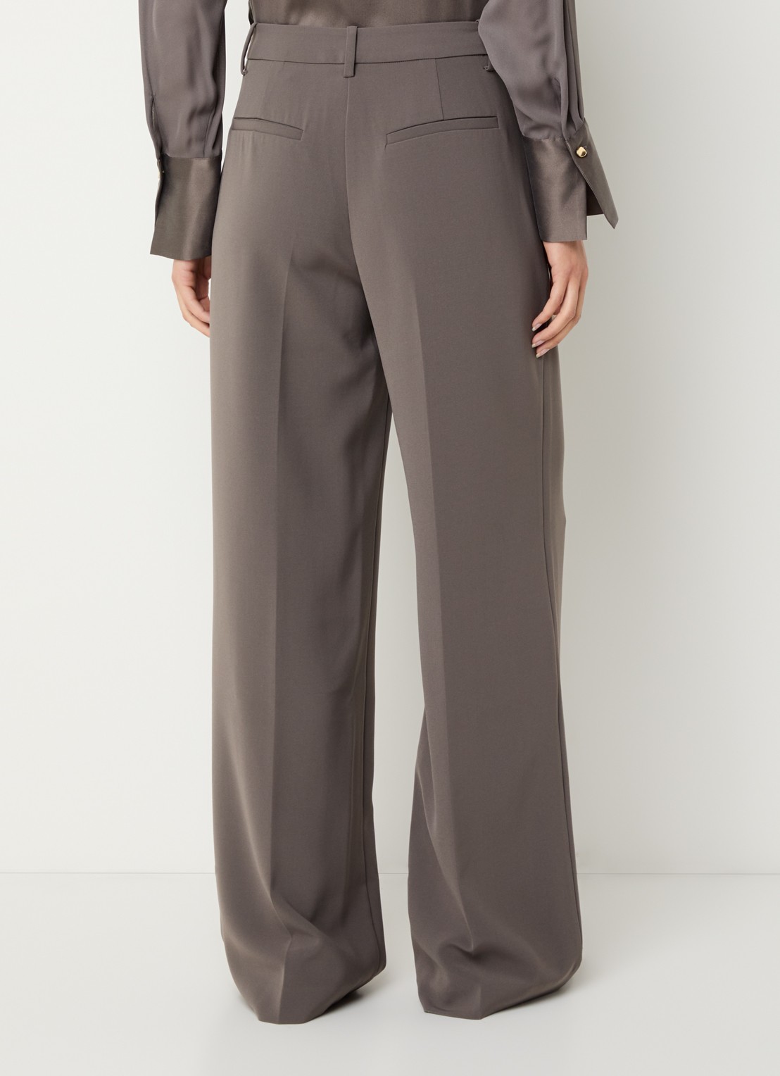 Dante 6 Alain high waist wide fit pantalon met persplooi - achterkant grijs