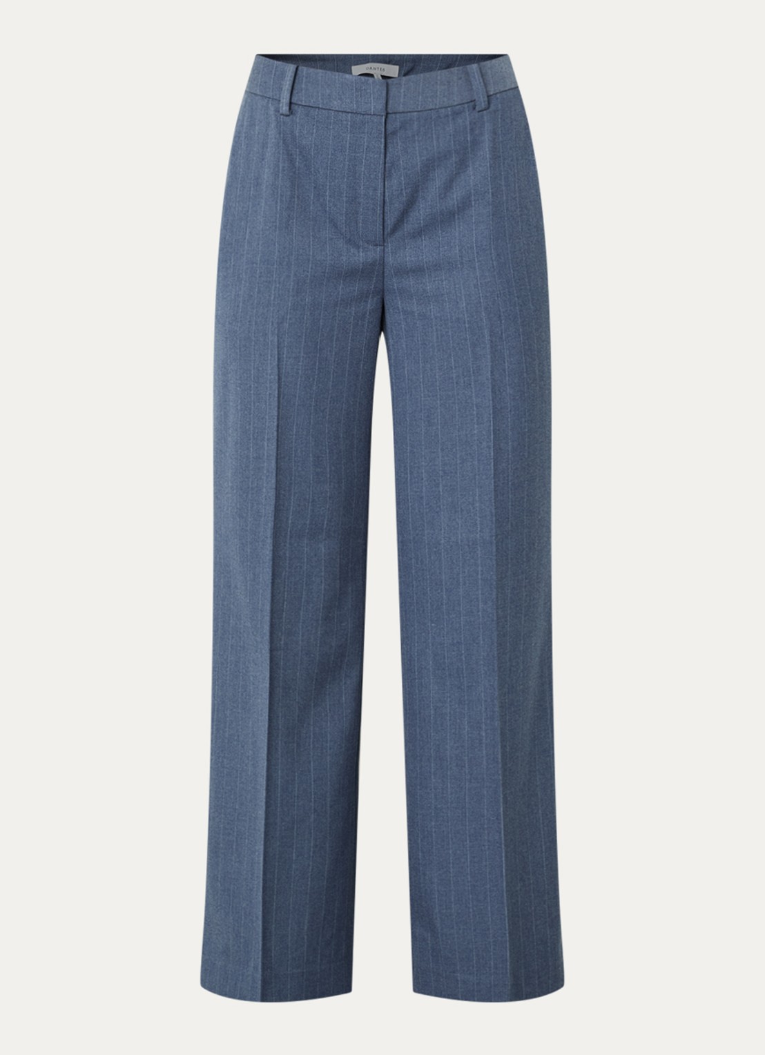 Dante 6 Alain mid waist wide fit pantalon met krijtstreep - voorkant 2 indigo