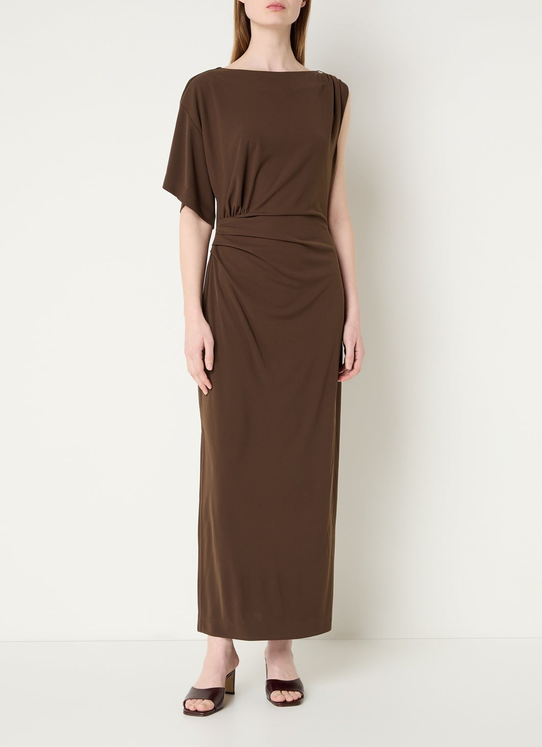 Dante 6 Aliki maxi jurk met split - detail donkerbruin