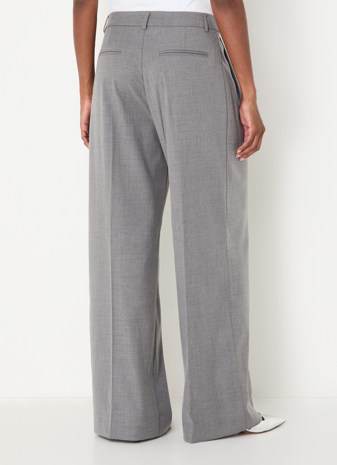 Dante 6 Biaxa high waist loose fit pantalon met gemêleerd dessin - achterkant grijsmele