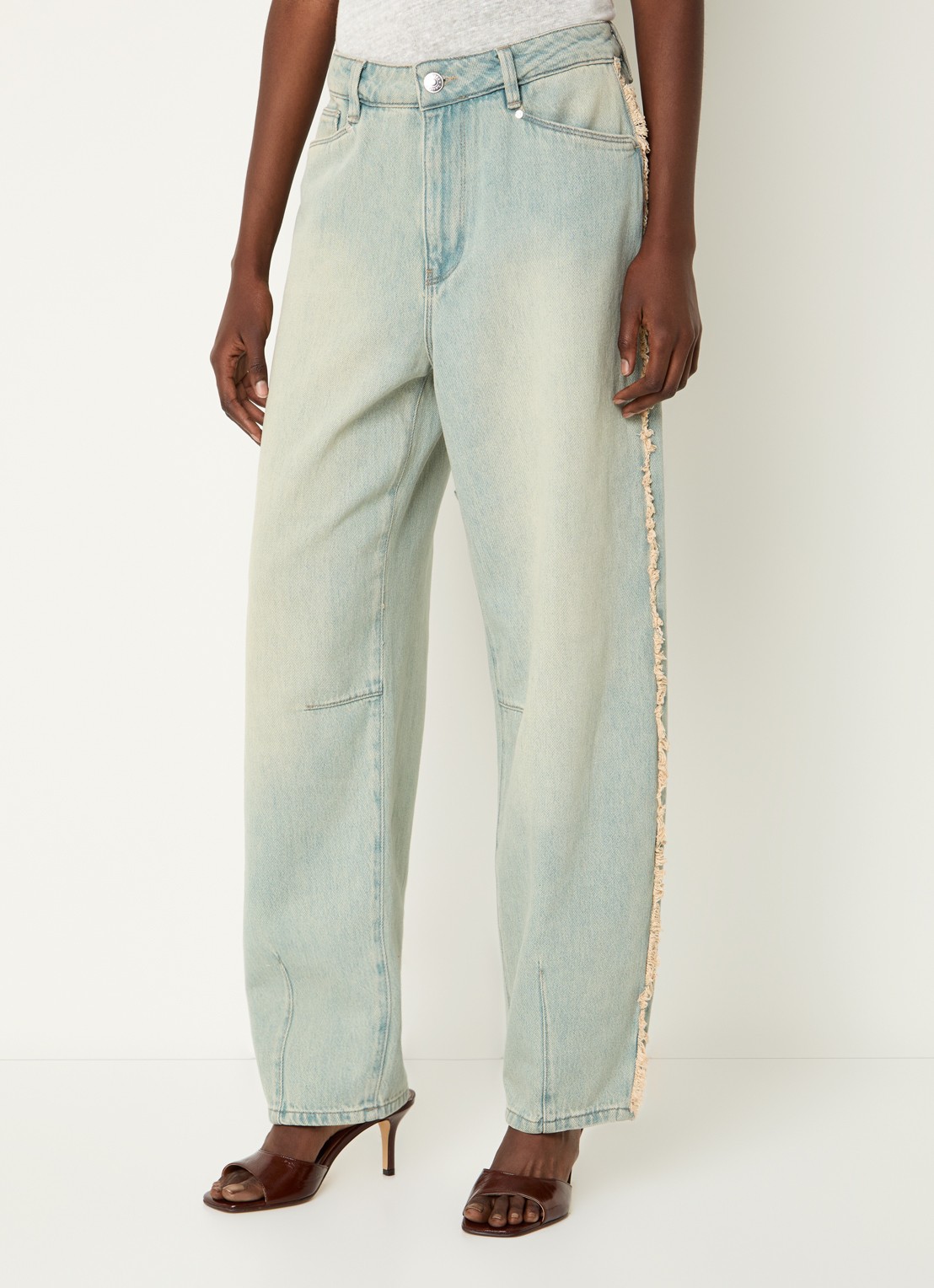 Dante 6 Brave high waist balloon fit jeans met gerafeld detail - detail 4 indigo