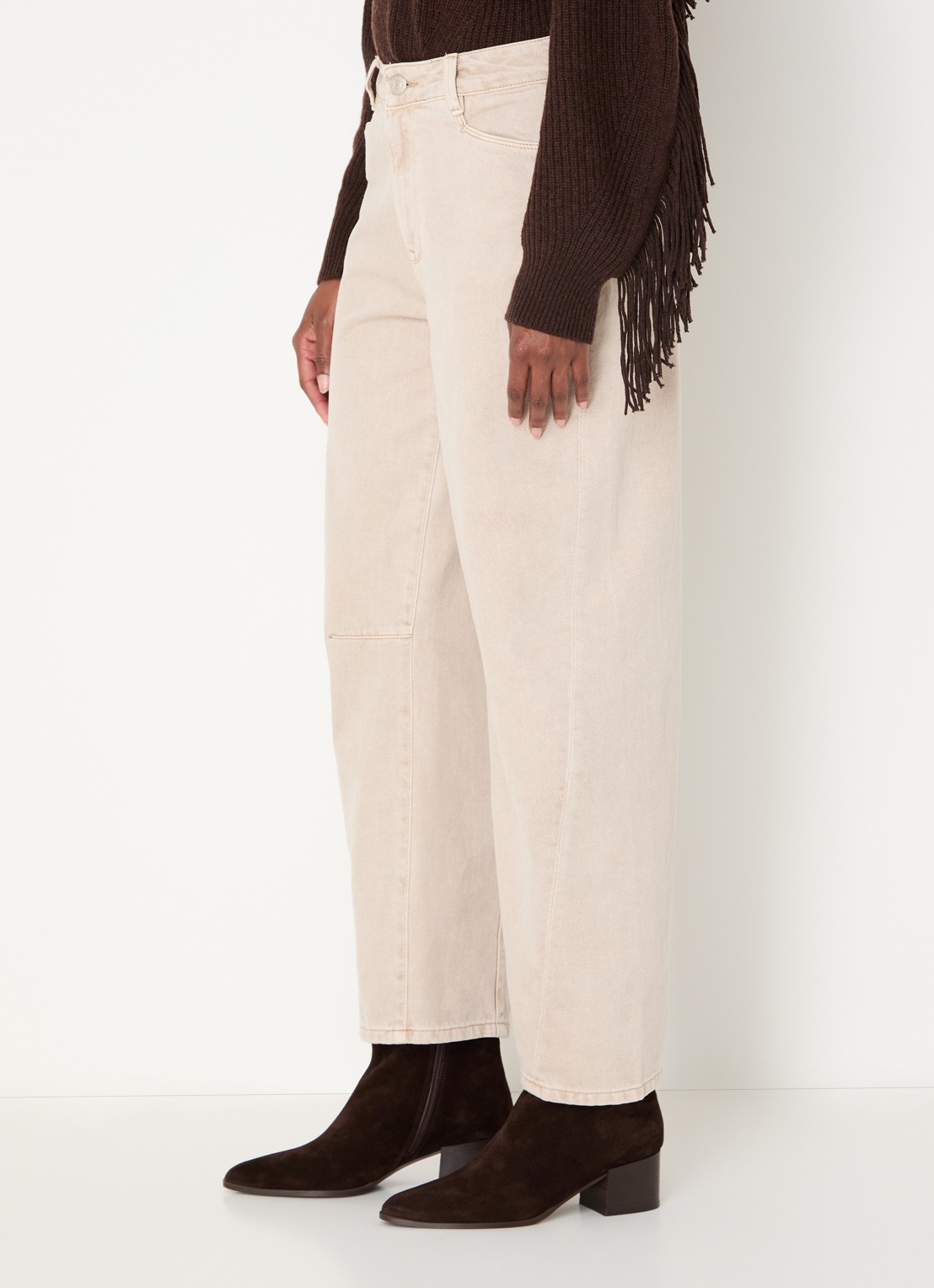 Dante 6 Brave high waist barrel fit jeans met gekleurde wassing - detail 5 beige