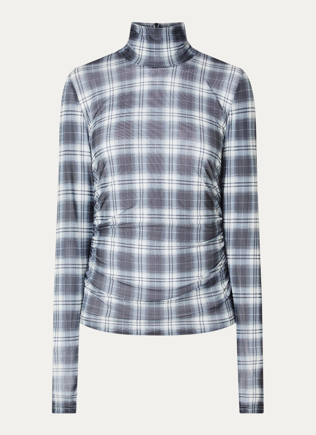 Dante 6 Casha semi-transparante top met ruitdessin - voorkant grijs