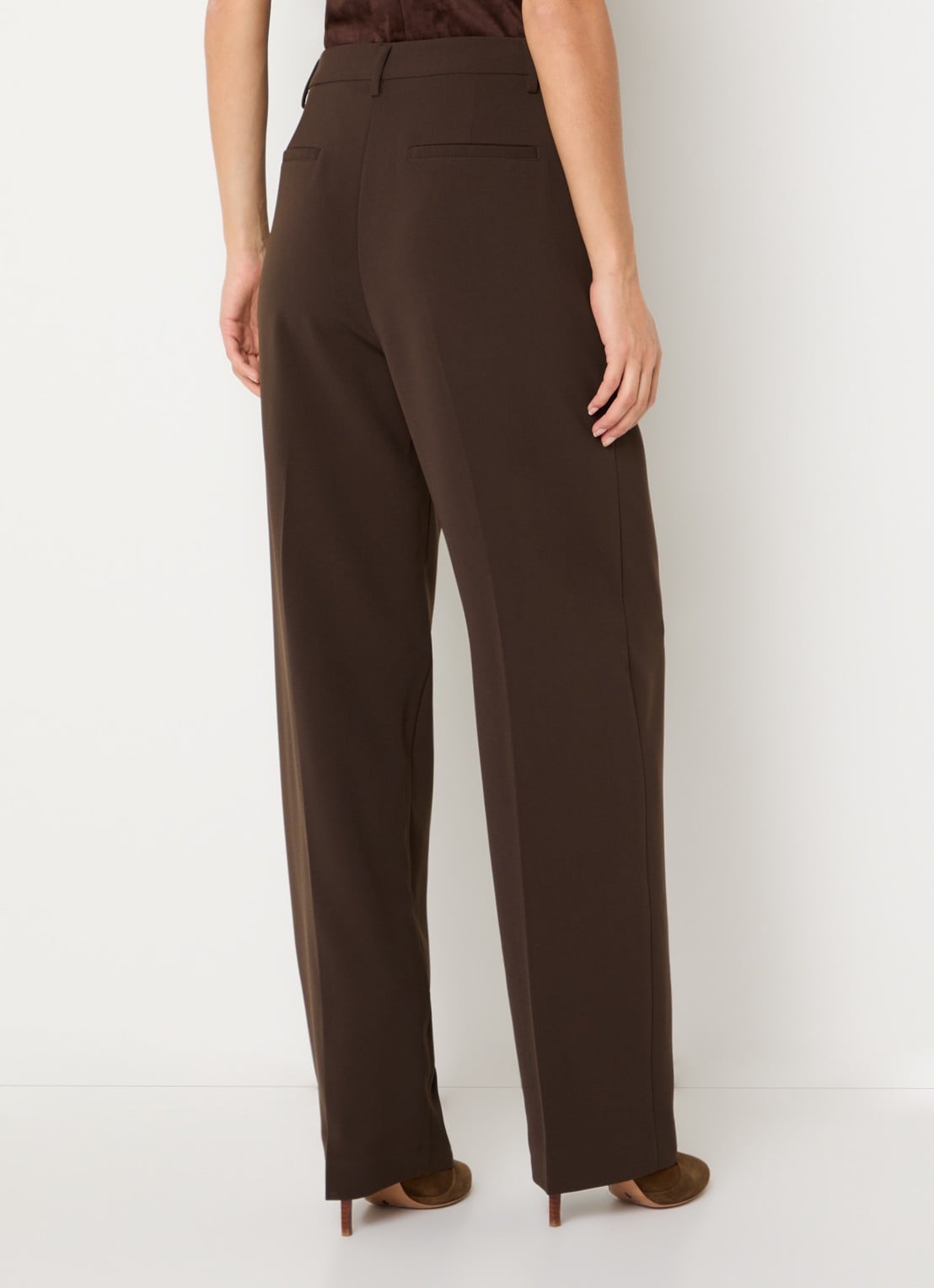Dante 6 Chad high waist loose fit broek met steekzakken - achterkant 4 donkerbruin