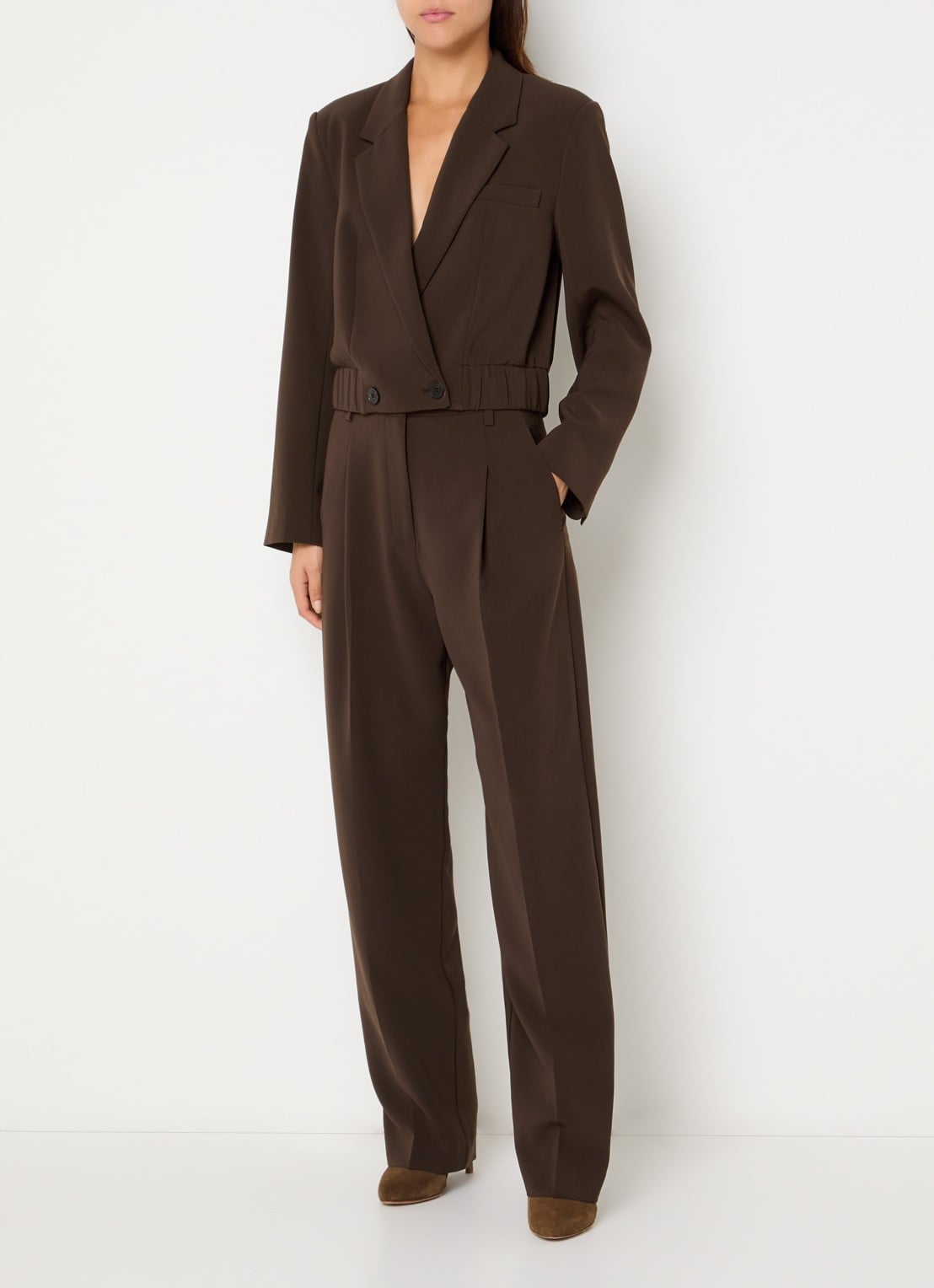 Dante 6 Chad high waist loose fit broek met steekzakken - voorkant 2 donkerbruin