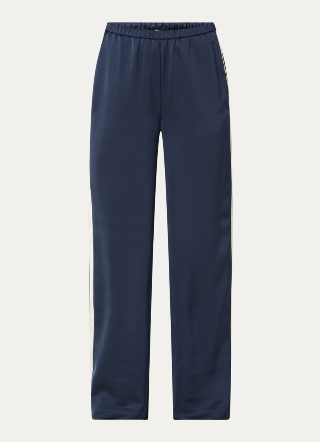 Dante 6 Dare mid waist straight fit trackpants van satijn - voorkant 3 indigo
