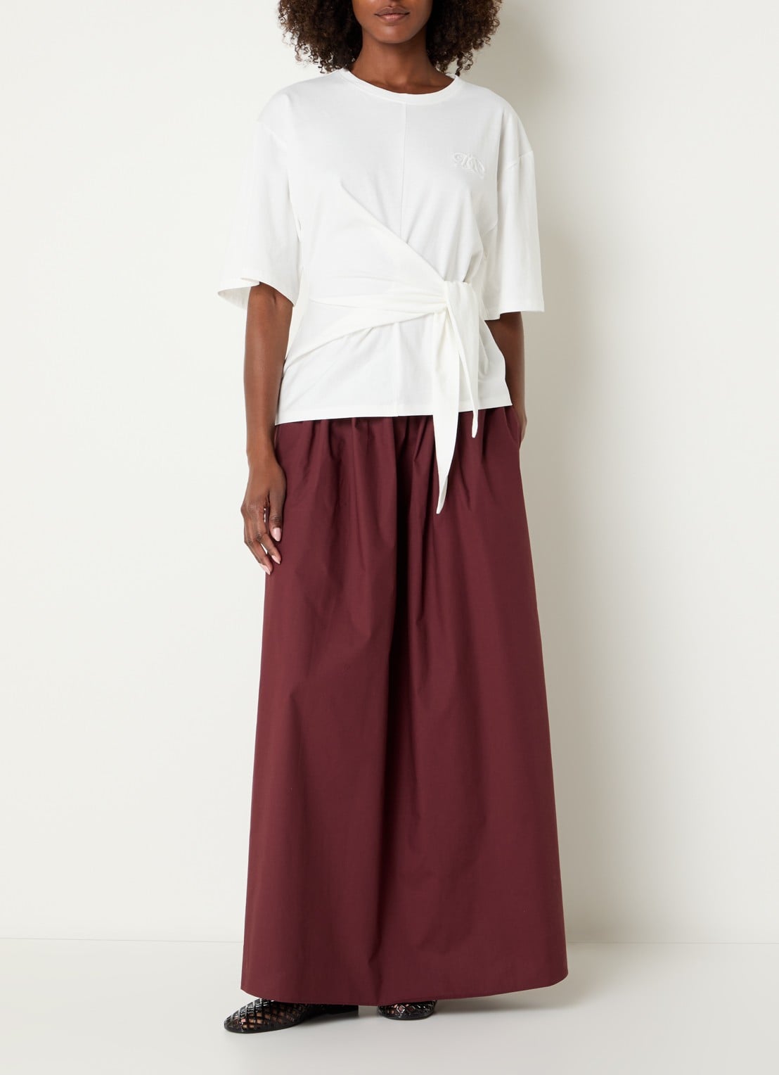 Dante 6 Dori T-shirt met geknoopt detail - voorkant 4 wit