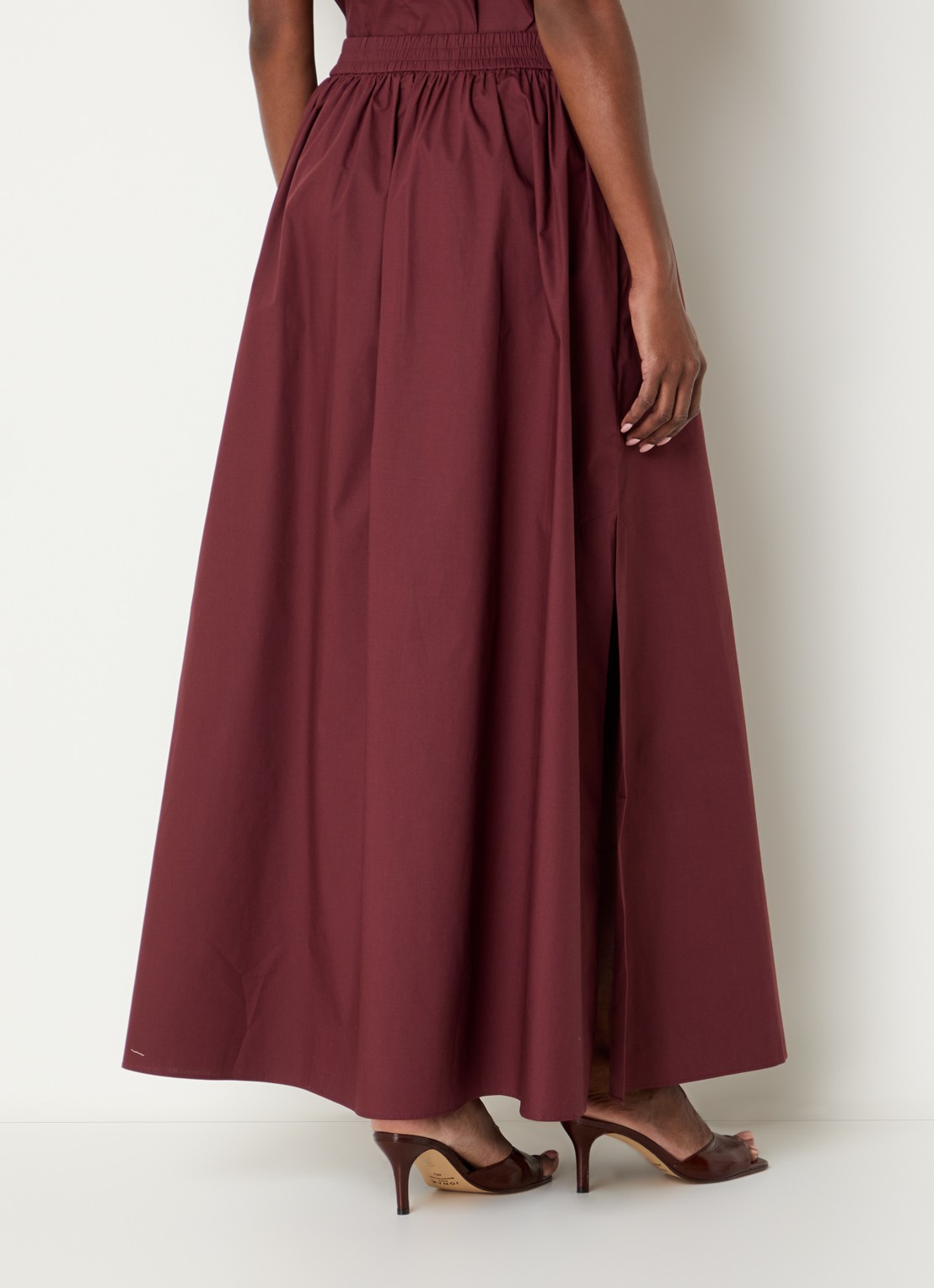 Dante 6 Gisole mid waist maxi rok met split - achterkant 4 kastanjebruin