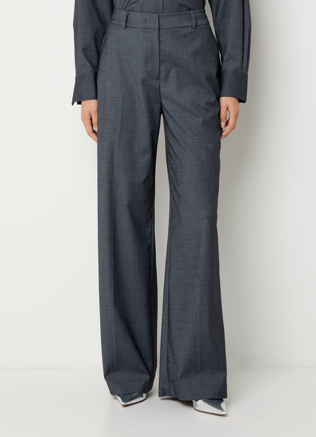 Dante 6 Gomo high waist wide fit pantalon met steekzakken - detail 3 donkergrijs