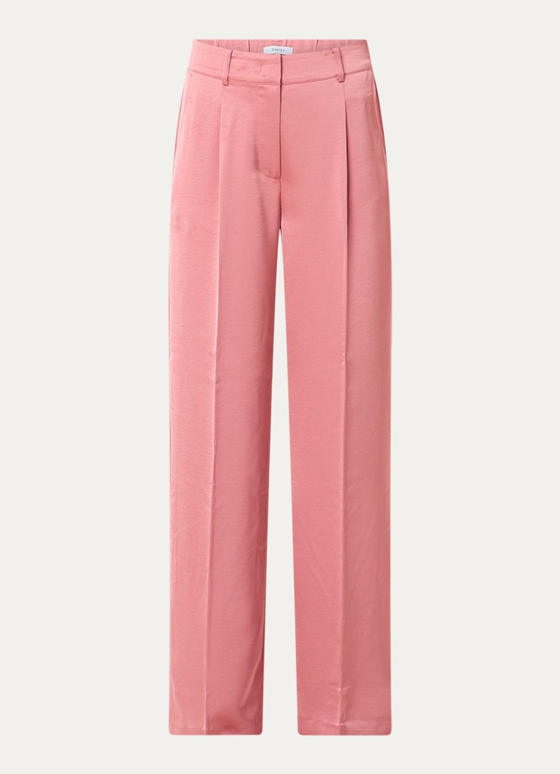 Dante 6 High waist wide fit pantalon van satijn  - voorkant roze
