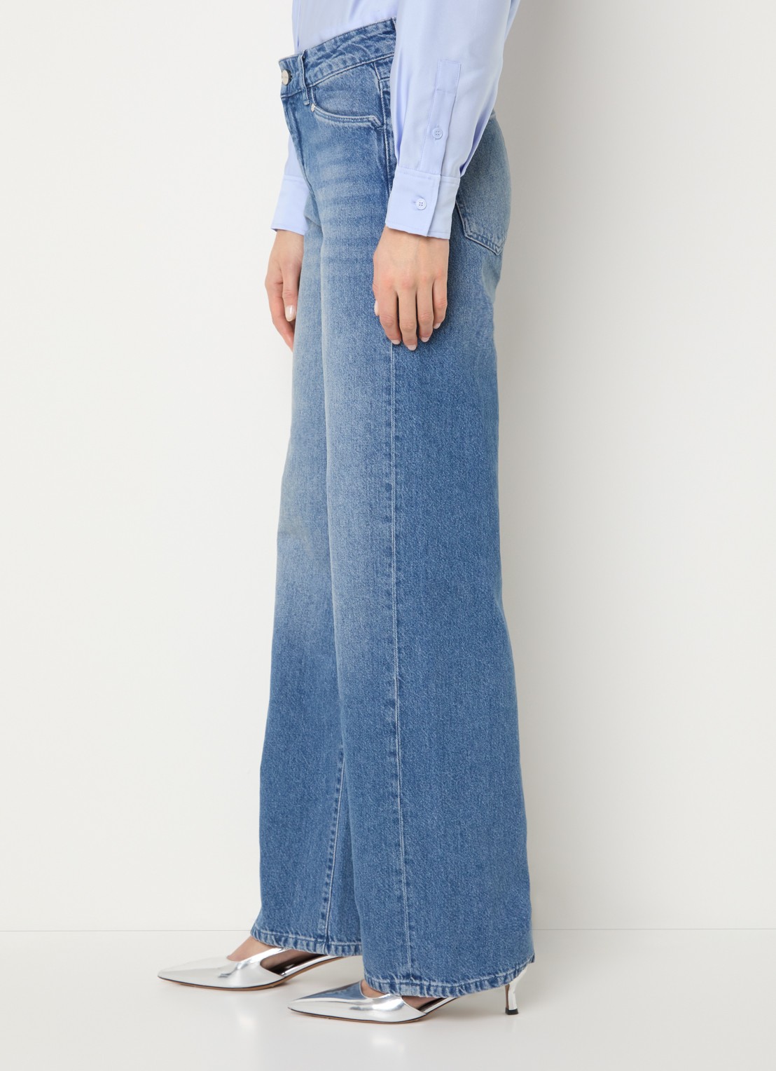 Dante 6 High waist wide leg jeans met medium wassing - detail 3 indigo