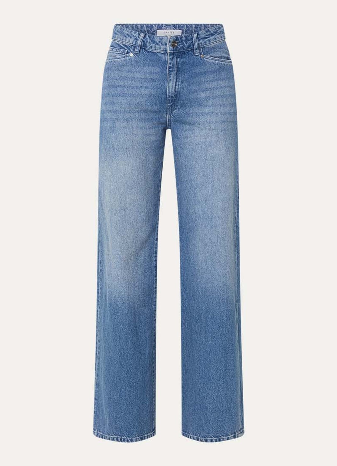 Dante 6 High waist wide leg jeans met medium wassing - voorkant 4 indigo