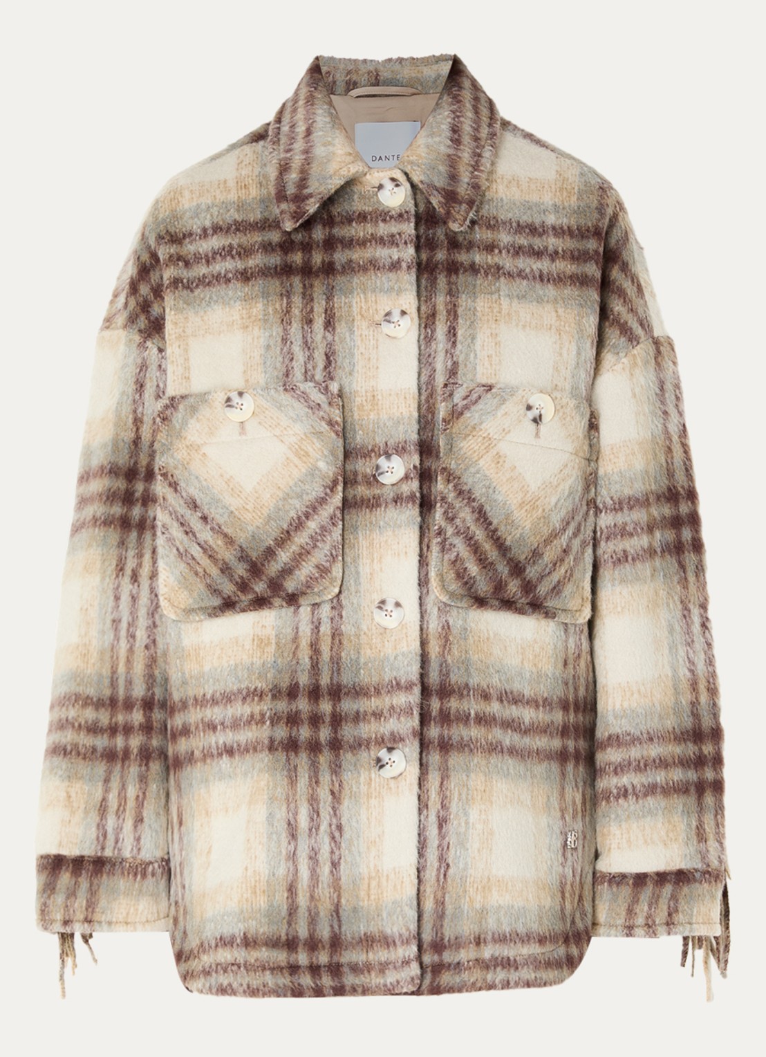 Dante 6 Hivora jack in alpaca wolblend met franjes - voorkant 2 beige