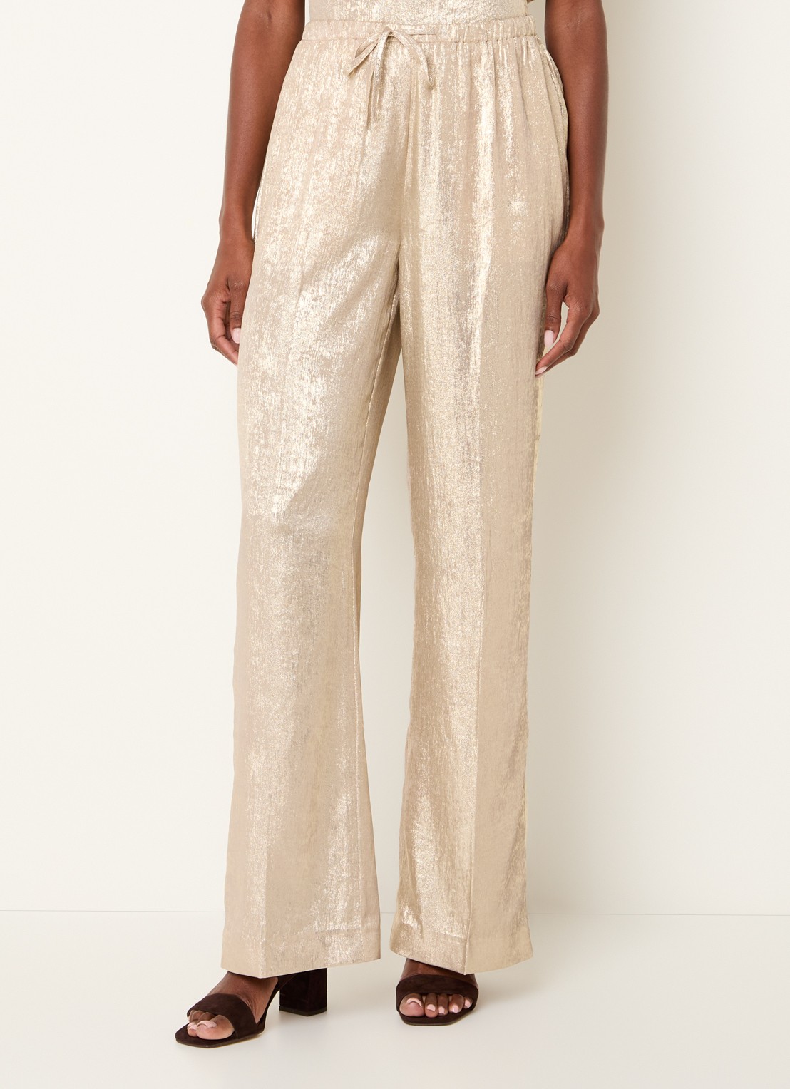 Dante 6 Ido high waist straight fit pantalon met steekzakken - detail 4 goud