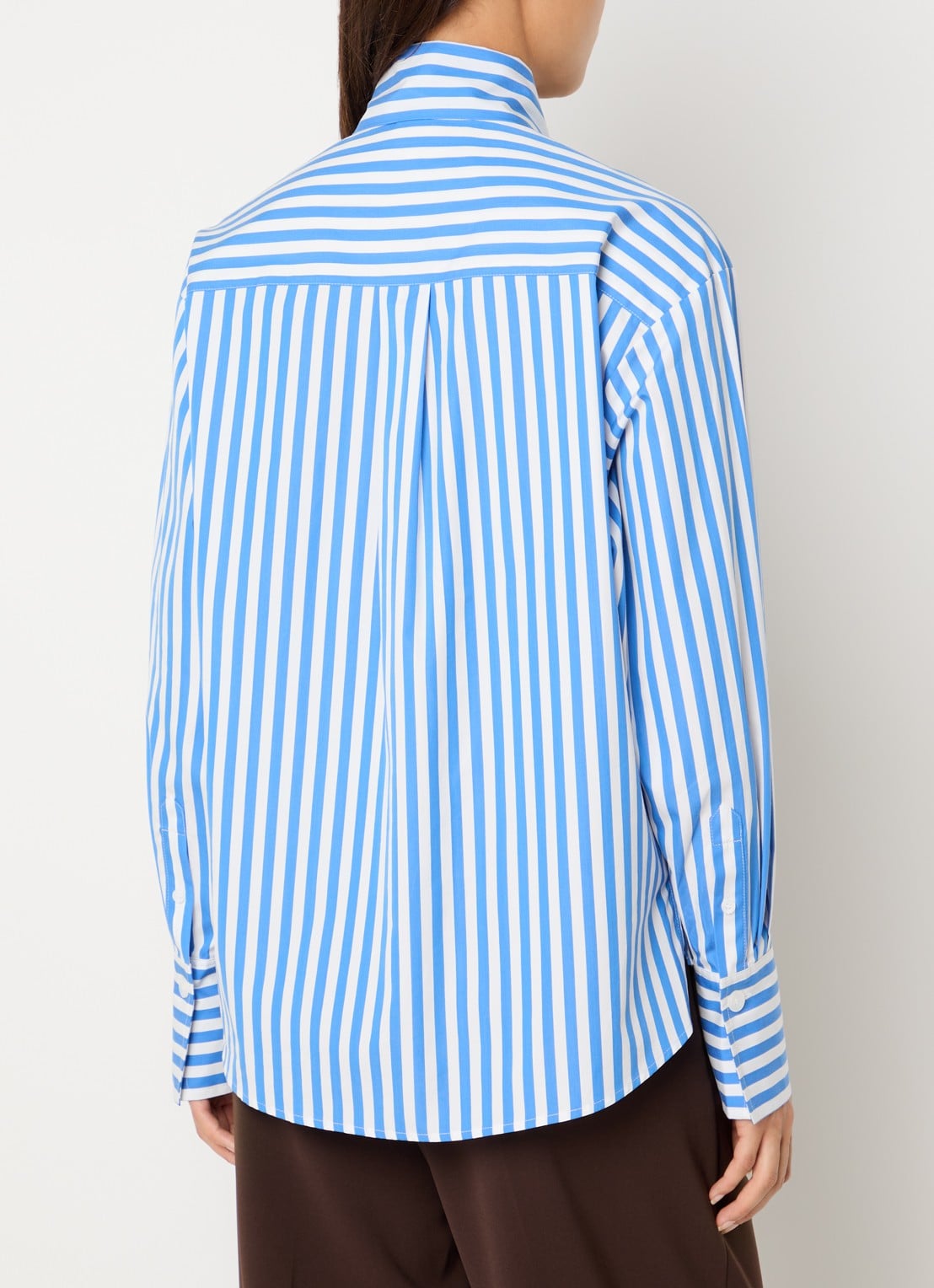 Dante 6 Ivez blouse met sjaalkraag en streepprint - achterkant 4 blauw