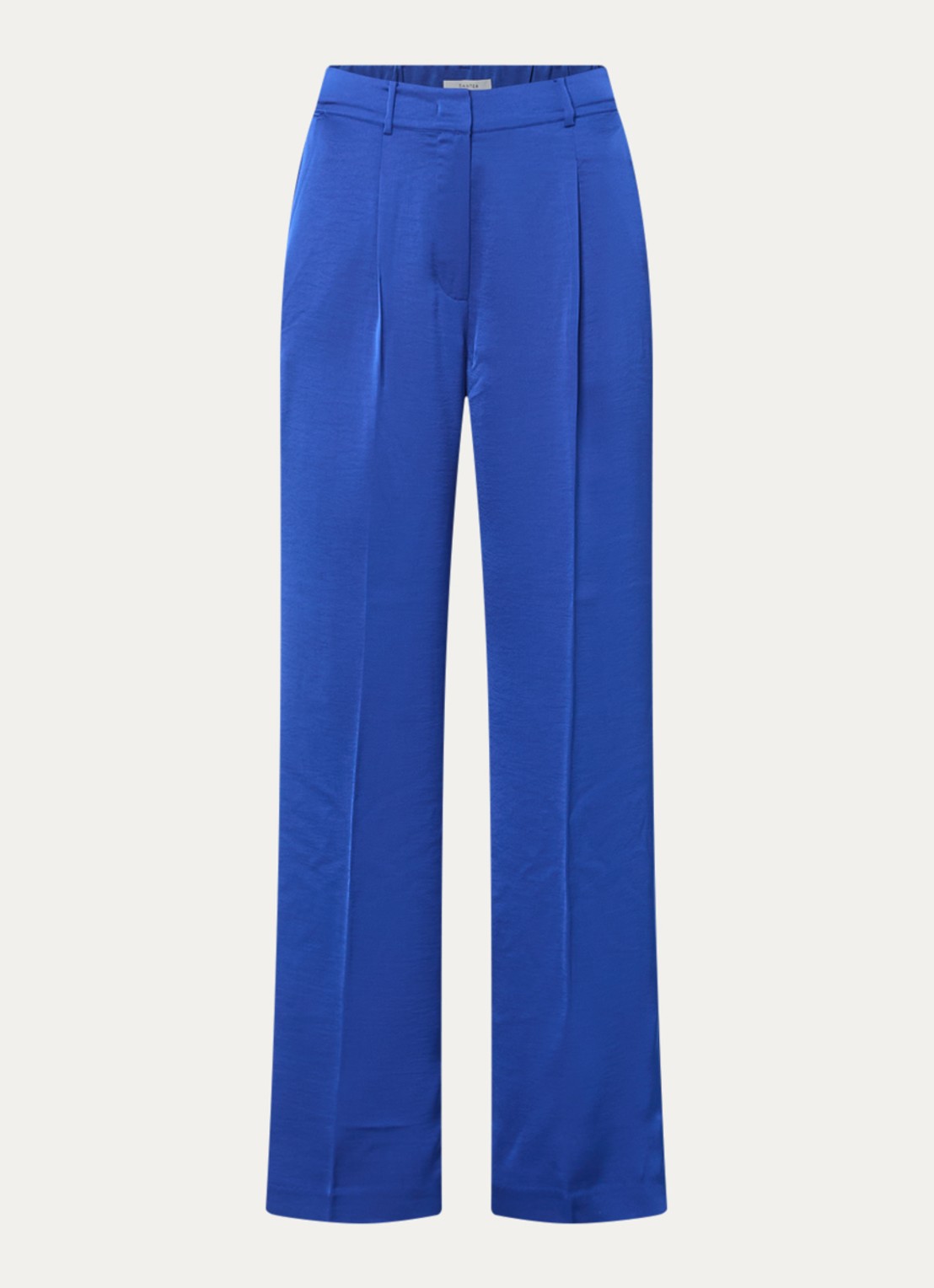 Dante 6 Jules high waist straight fit pantalon van satijn - voorkant 3 kobaltblauw