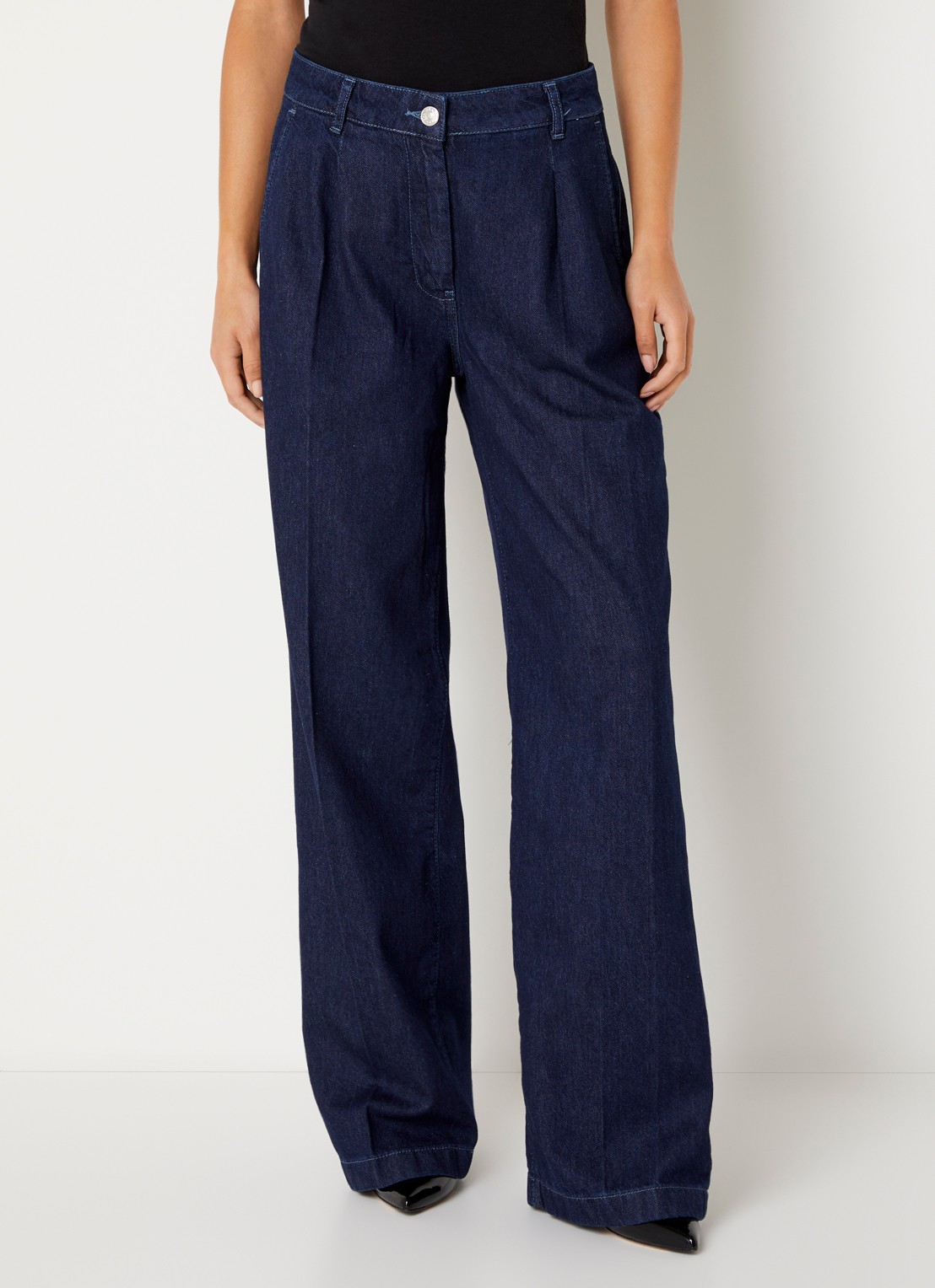 Dante 6 Jules high waist wide leg jeans met donkere wassing - detail 4 indigo