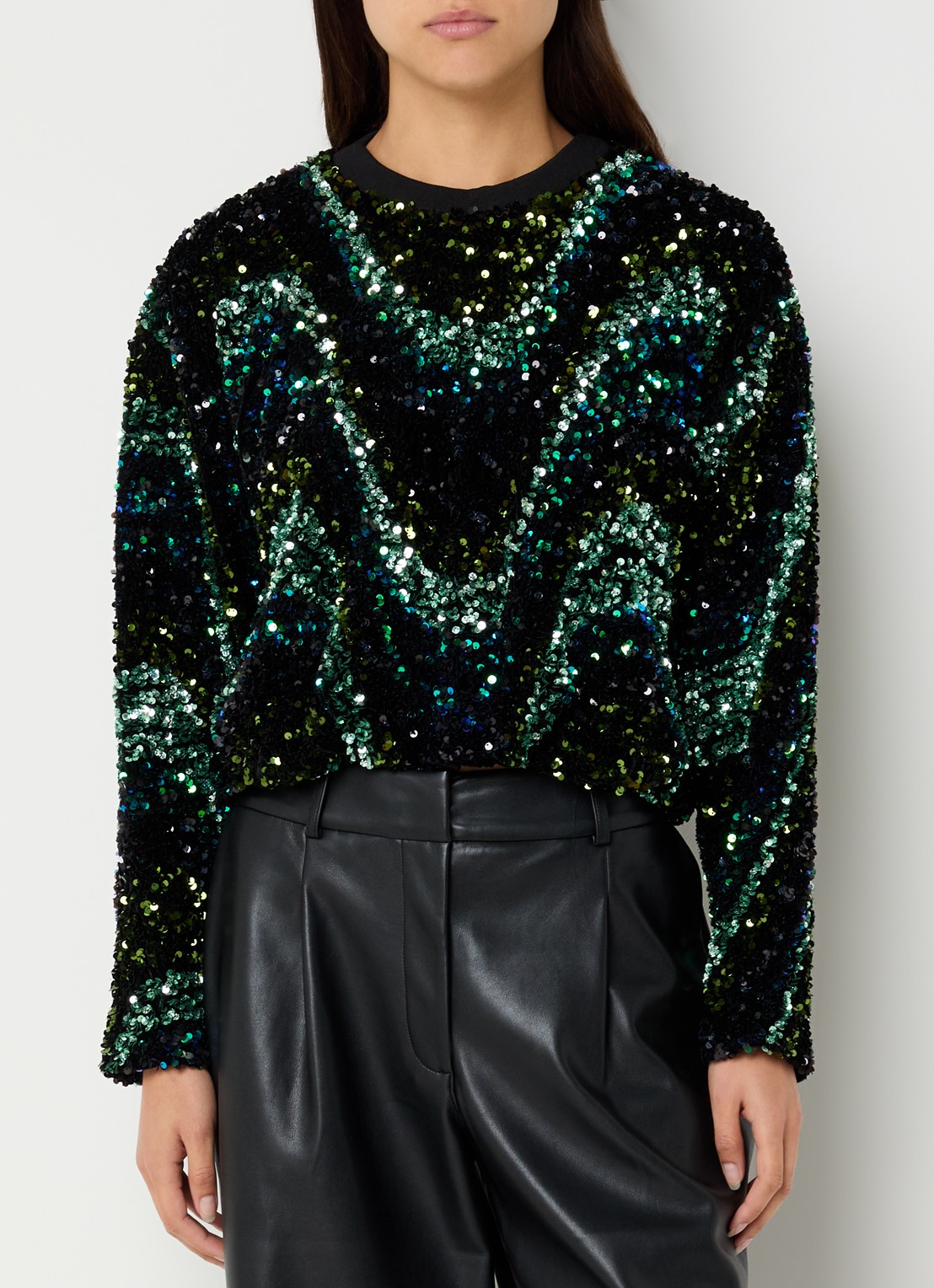Dante 6 Lizy sweater met pailletten - detail 2 groen
