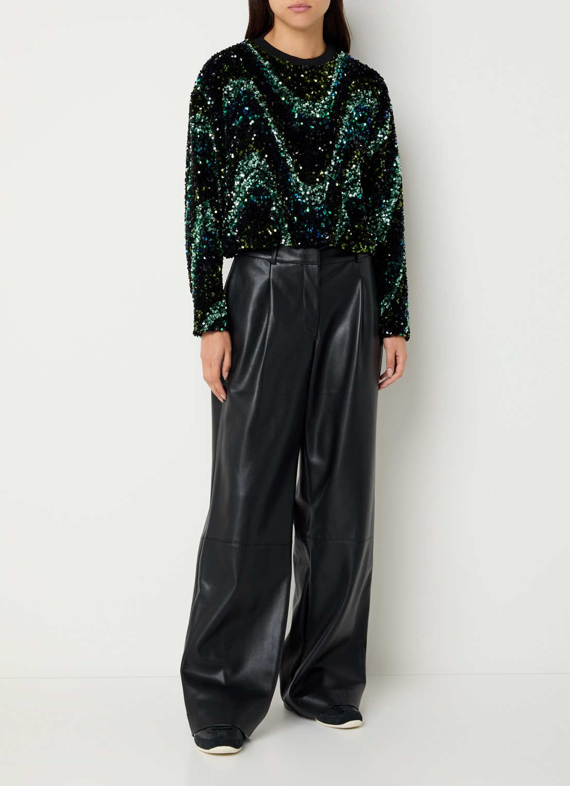 Dante 6 Lizy sweater met pailletten - voorkant 4 groen